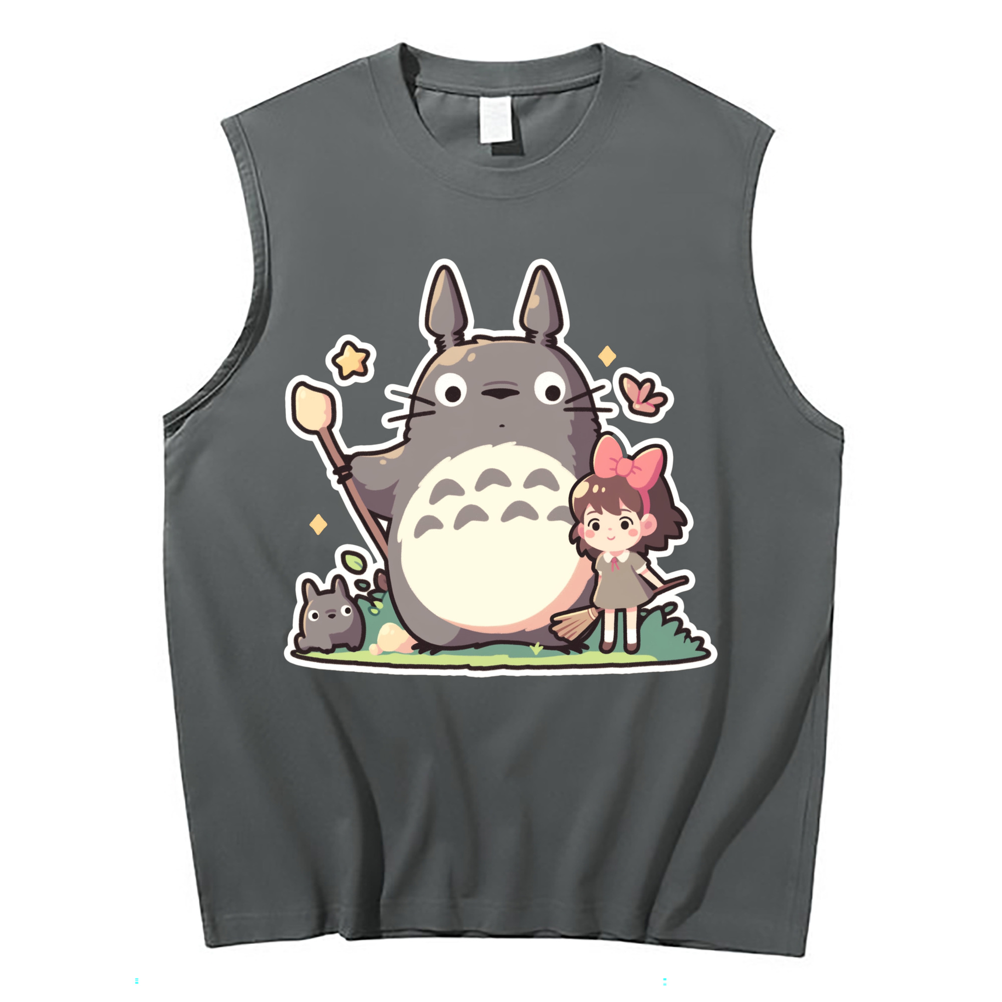 （画像用） となりのトトロ 草壁メイ 草壁サツキ My Neighbor Totoro Satsuki Kusakabe Mei Kusakabe コットン100％タンクトップ（フロントプリント）